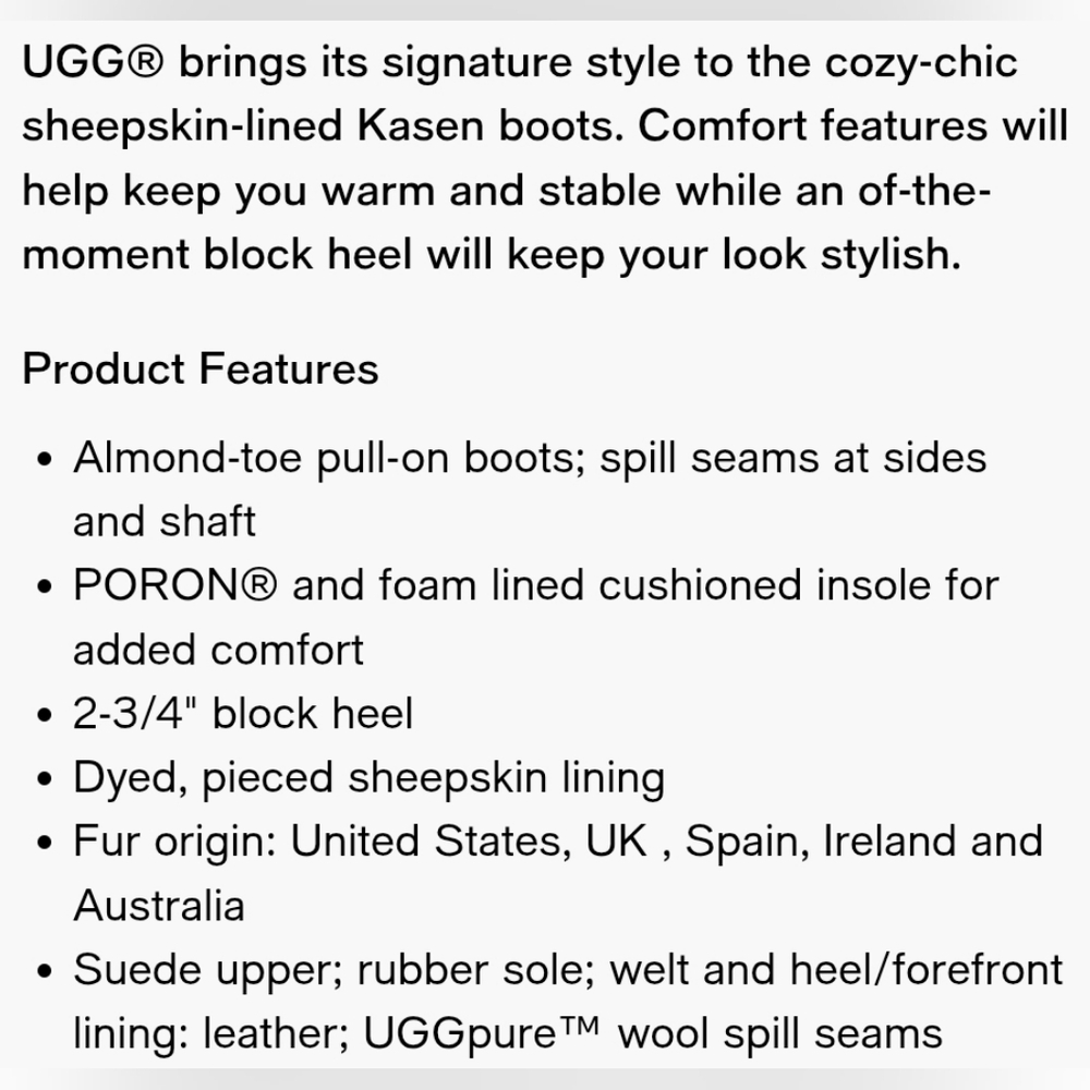NWOT UGG "Kasen" Suede Sherpa Block Heel Ankle Boot Tan Leather | Women’s 9.5 - Picture 12 of 13